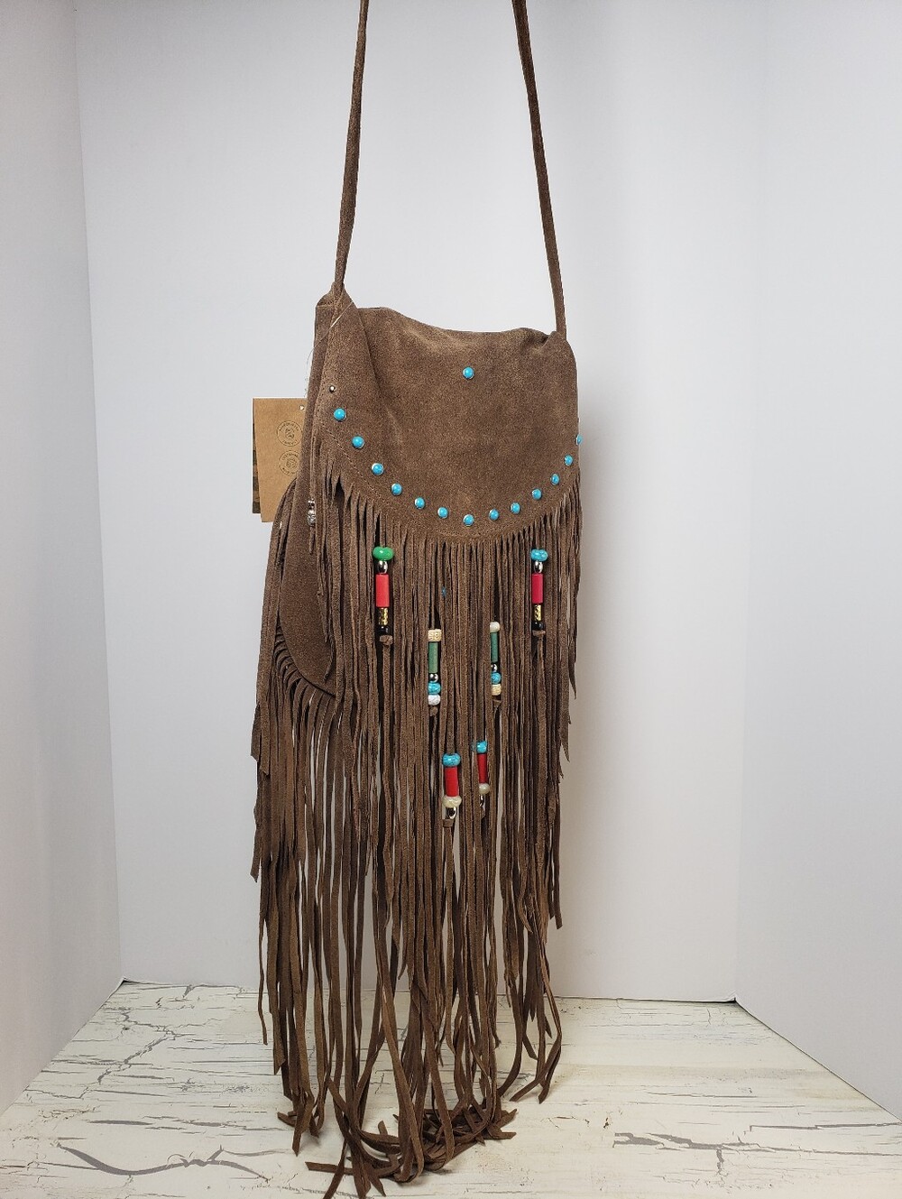 NEW Genuine Suede Leather Fringe Crossbody Bag - NWT - Picture 3 of 15